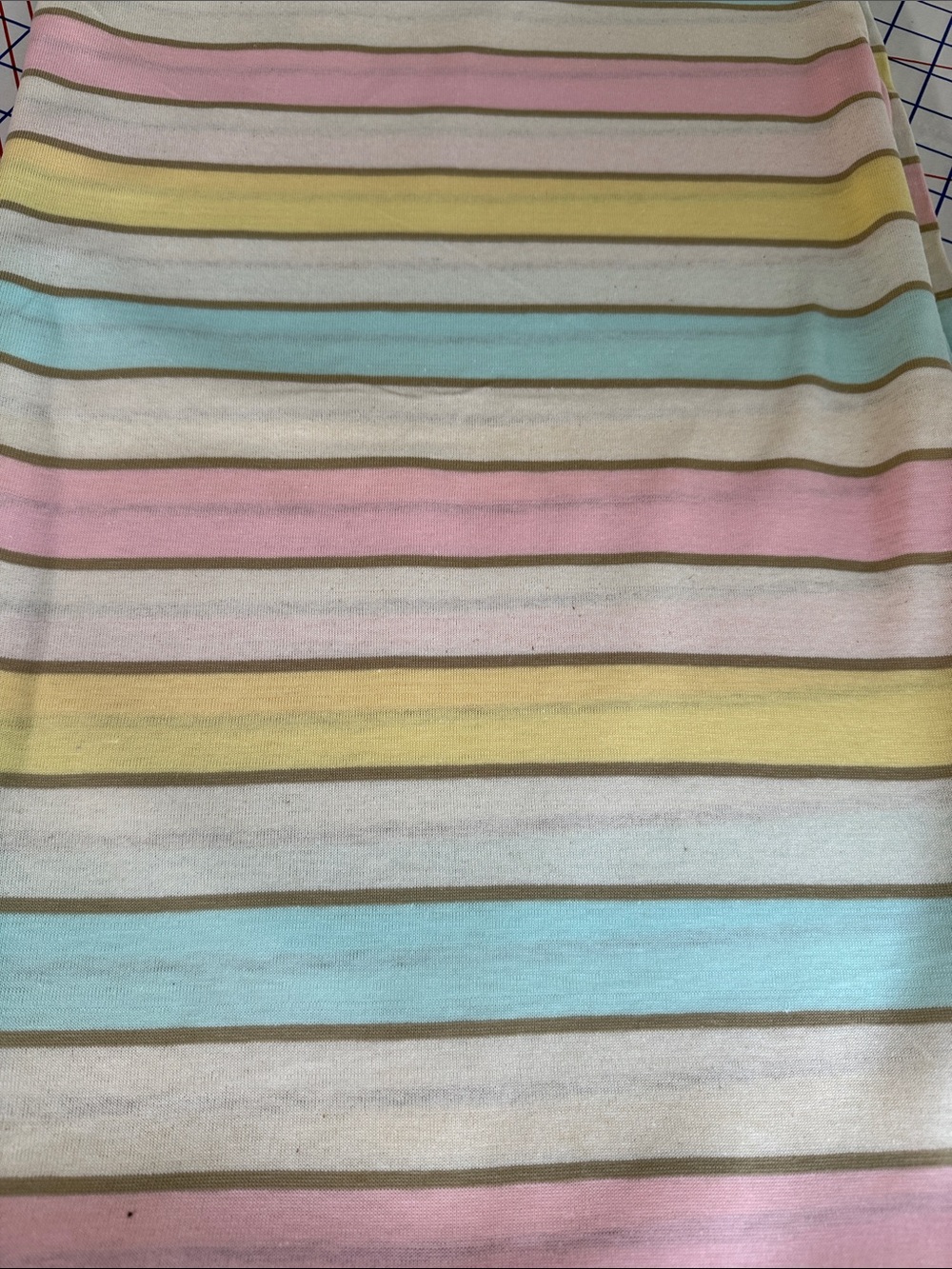 Vintage Pastel Stripe Cotton Jersey Knit Fabric 1.5 Yards x 44” Pink Aqua Yellow - Picture 11 of 12